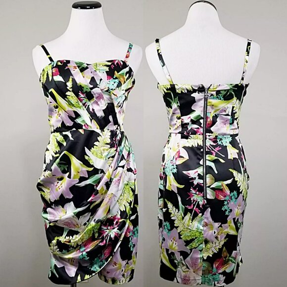 Lipsy Convertible Mini Dress 6 Us Womens Sleeveless Tropical Glam Chic Sheath - Picture 1 of 15